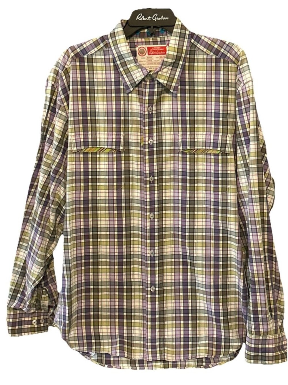 Robert Graham The Freshly Laundered Shirt 2XL Cuff Collar Plaid Check Print